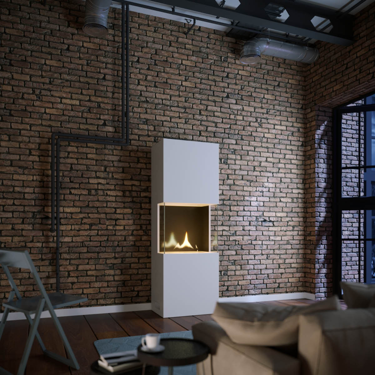 Tenderflame Indie 180 fristående kamin 170 cm 1 L vit