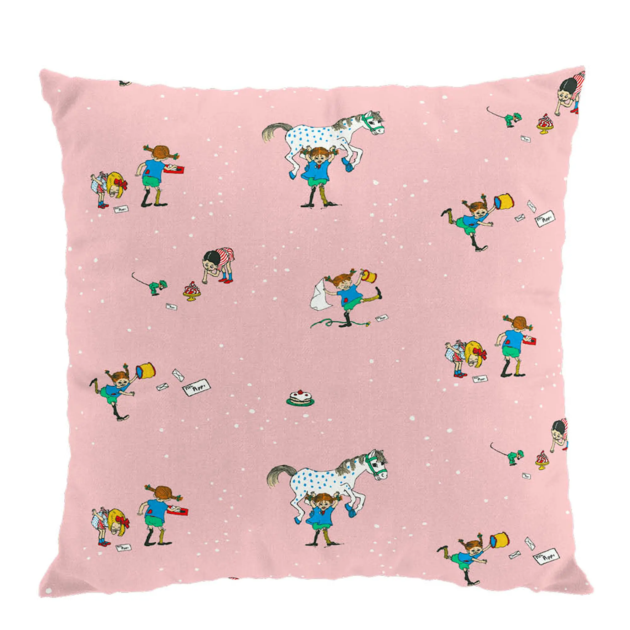 Arvidssons Pippi Med Vänner kuddfodral 47x47 cm rosa
