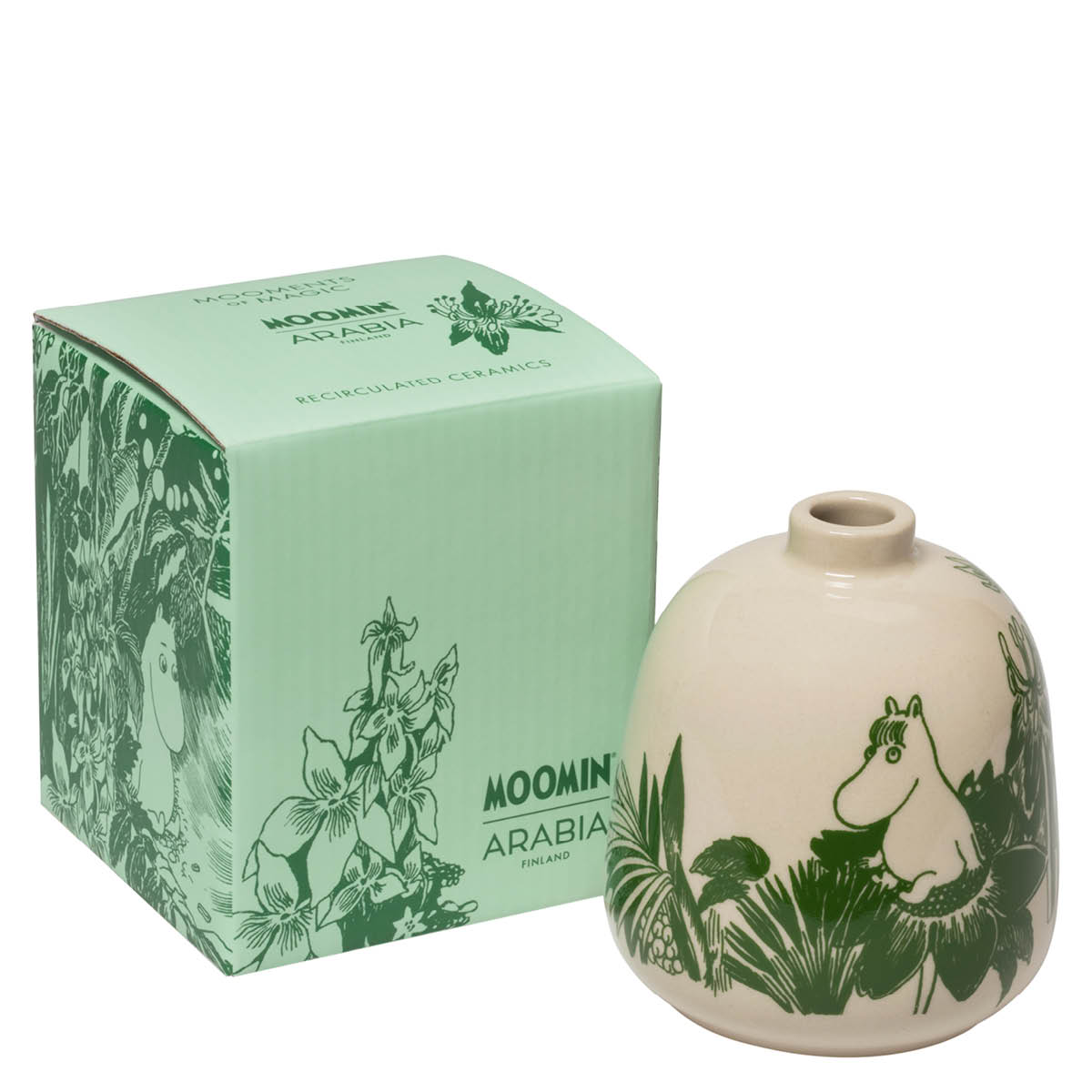 Moomin Arabia Mummi vase 8,3 cm mystisk skog grønn