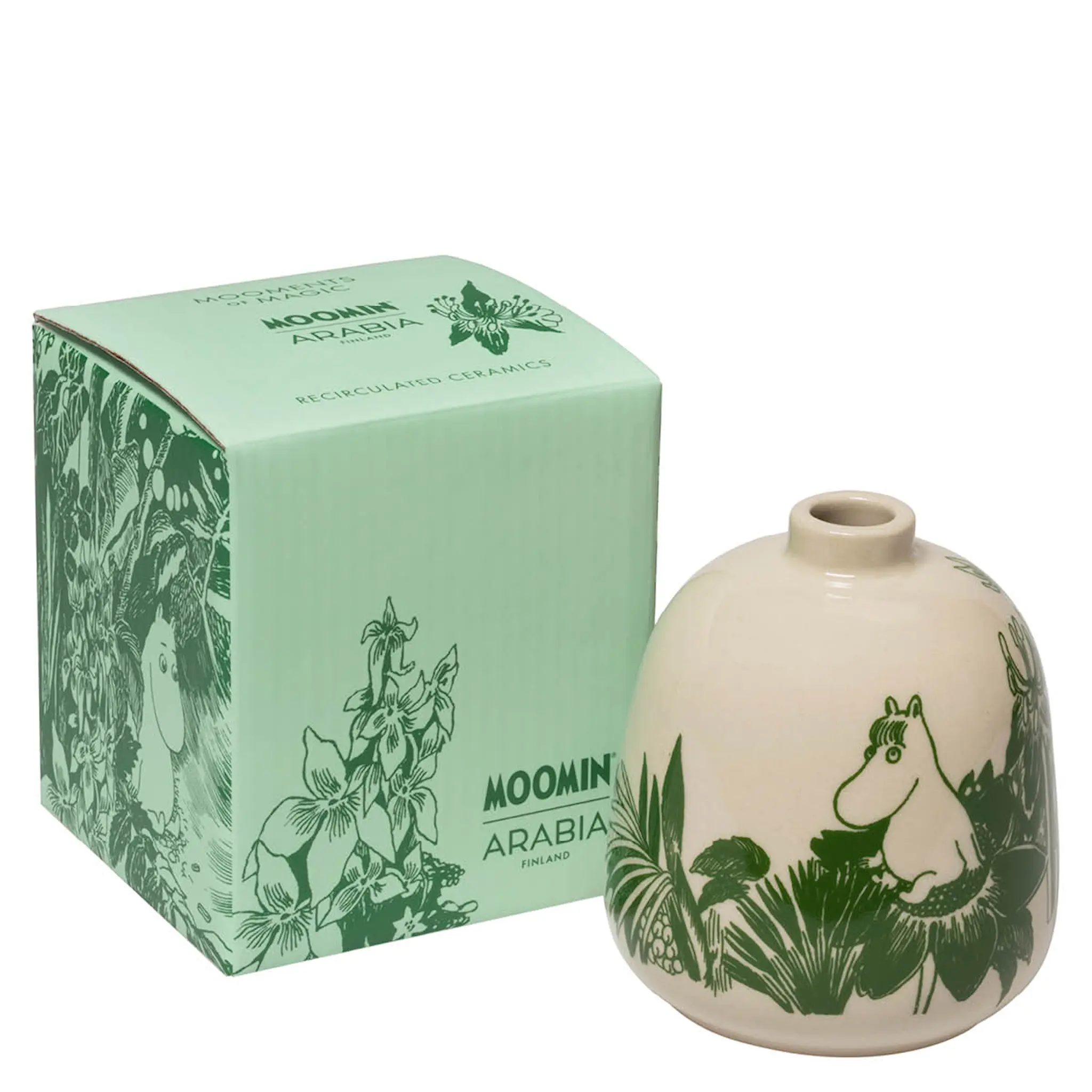 Moomin Arabia Mummi vase 8,3 cm mystisk skog grønn