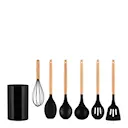 Köksredskapsset 7 delar svart/bok