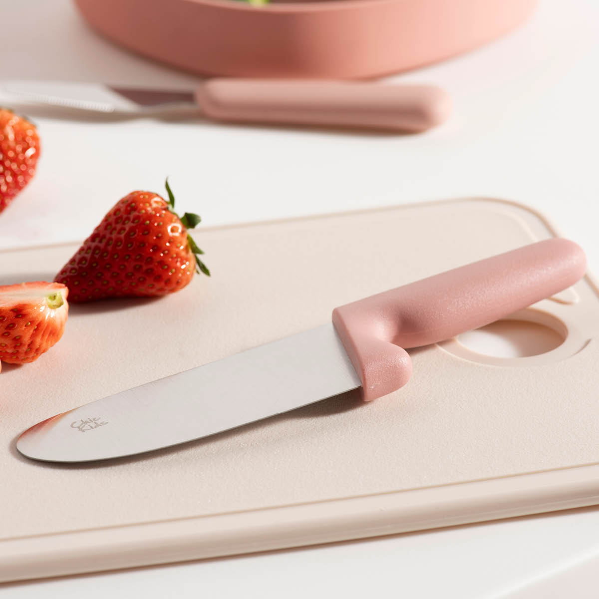 Modern House Chic Kids barnekniv 9 cm børstet stål/rosa