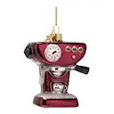 Authentic julhänge i glas 9 cm Kaffemaskin röd