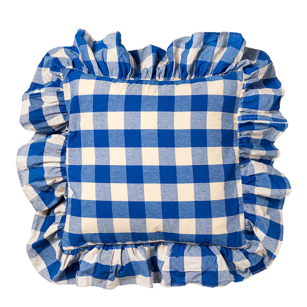 Midnatt Bell kuddfodral med volang 50x50 cm klarblå