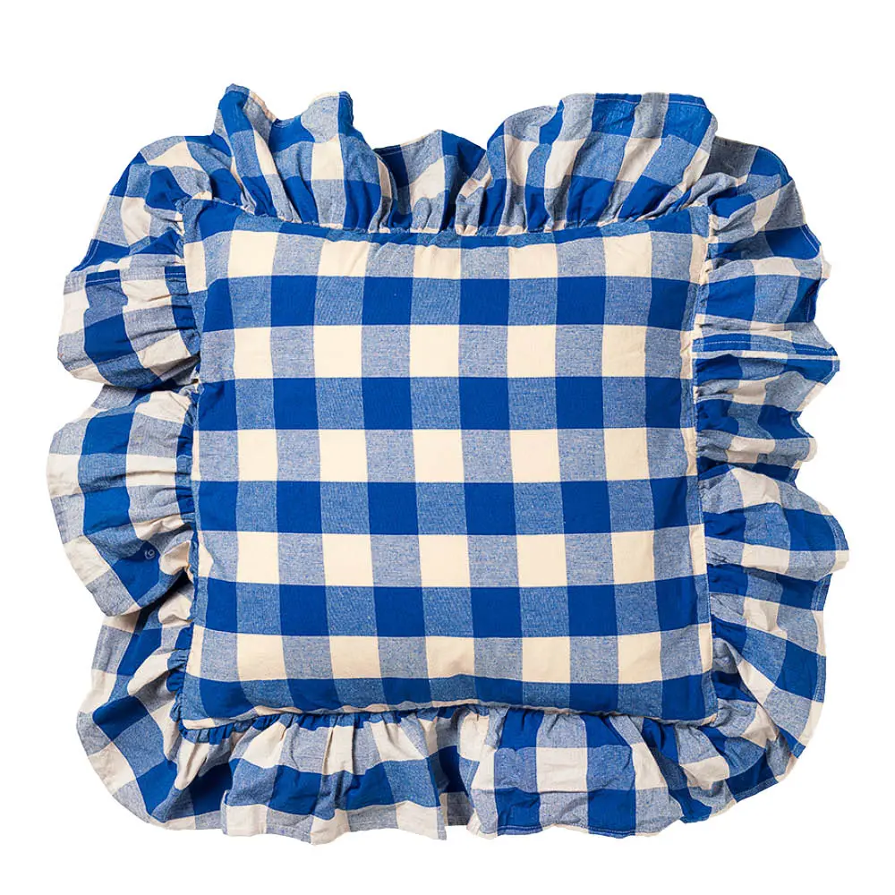 Bell putetrekk med volang 50x50 cm klarblå