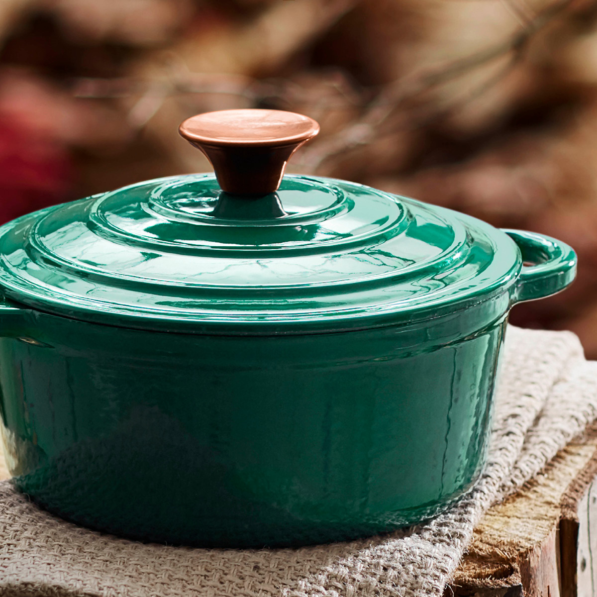Barbary&Oak Rund støpejernsgryte 24 cm 4L grønn