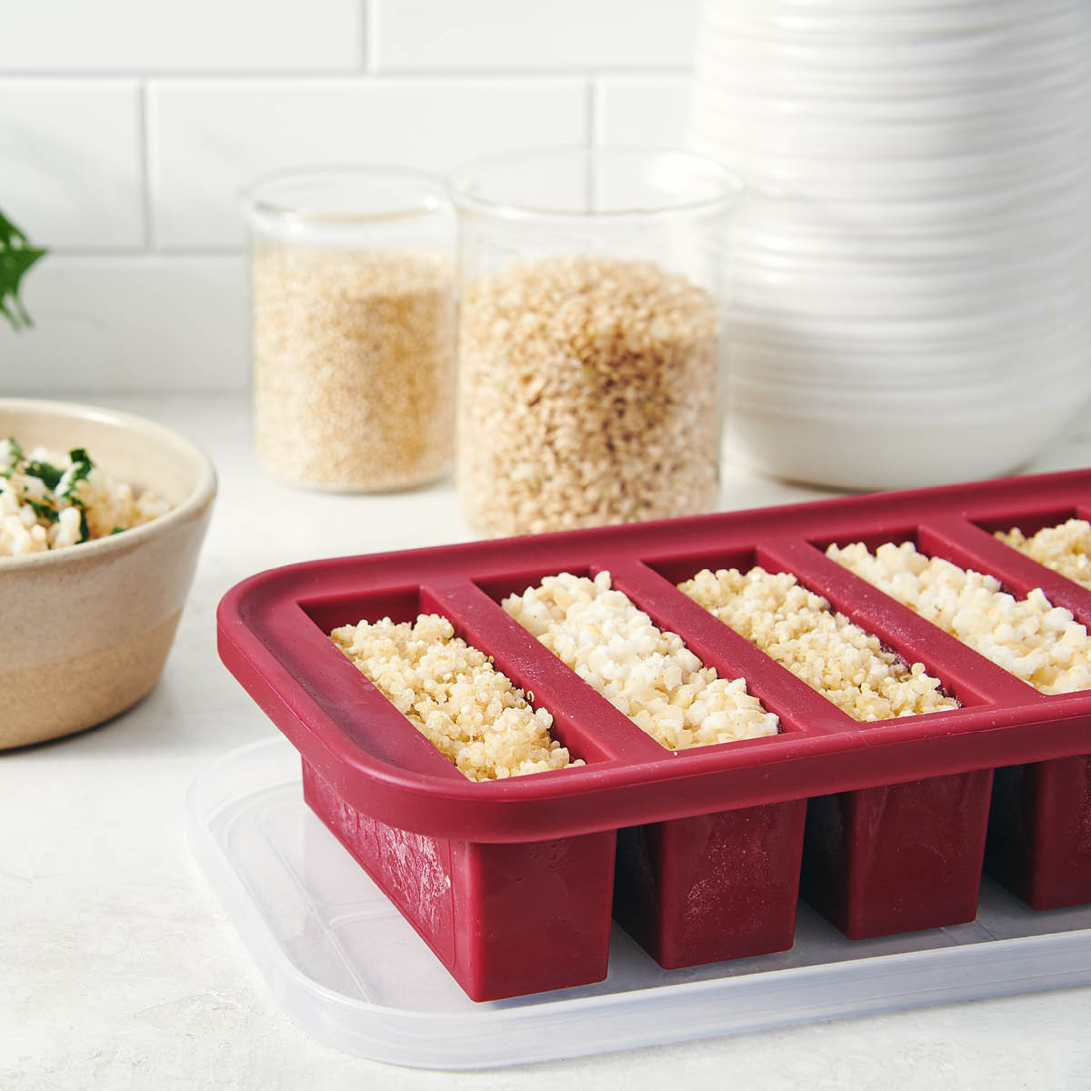 Souper Cubes Matförvaring med silikonlock half-cup 6×125 ml cranberry