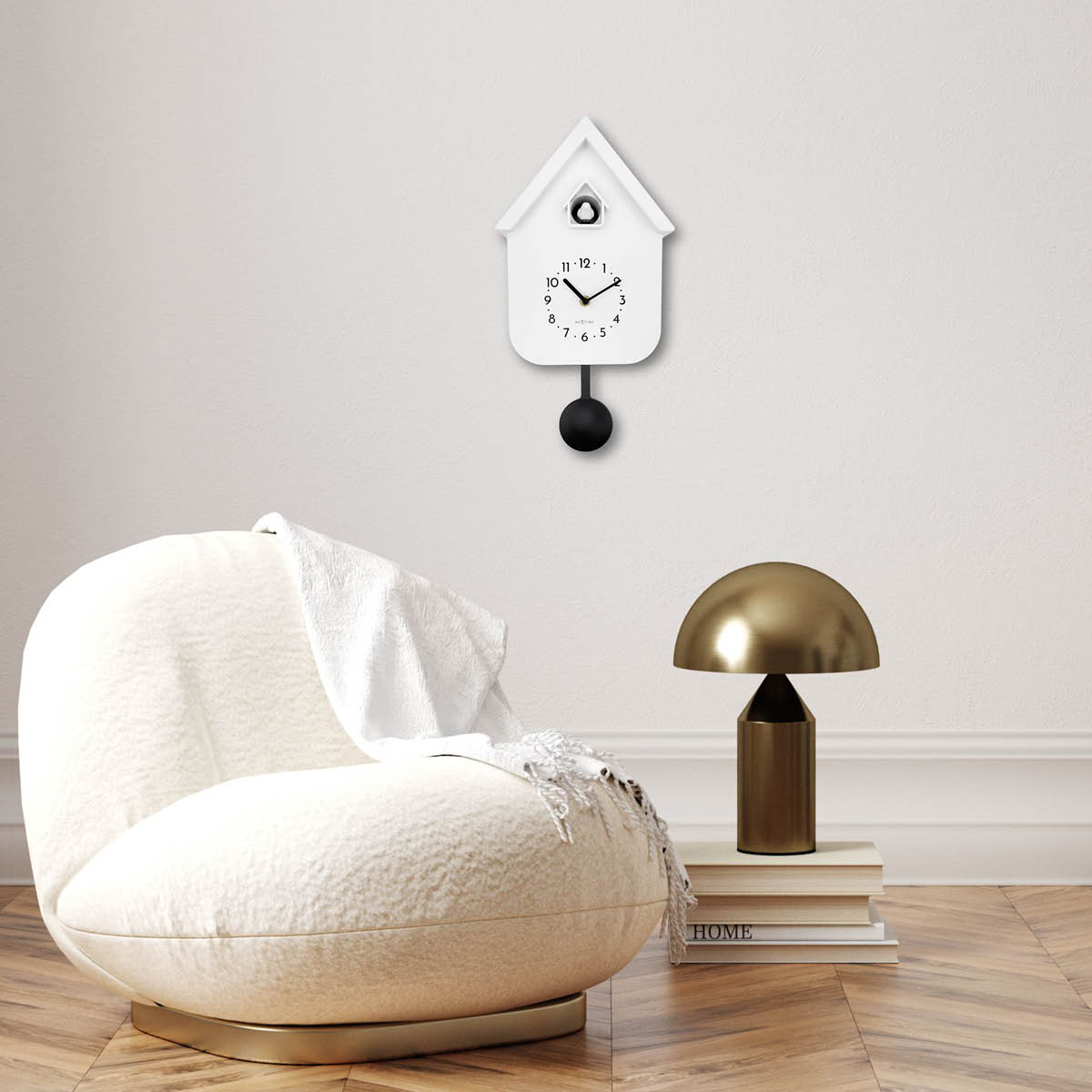 NeXtime Twitter väggklocka 21,5x41,5 cm vit