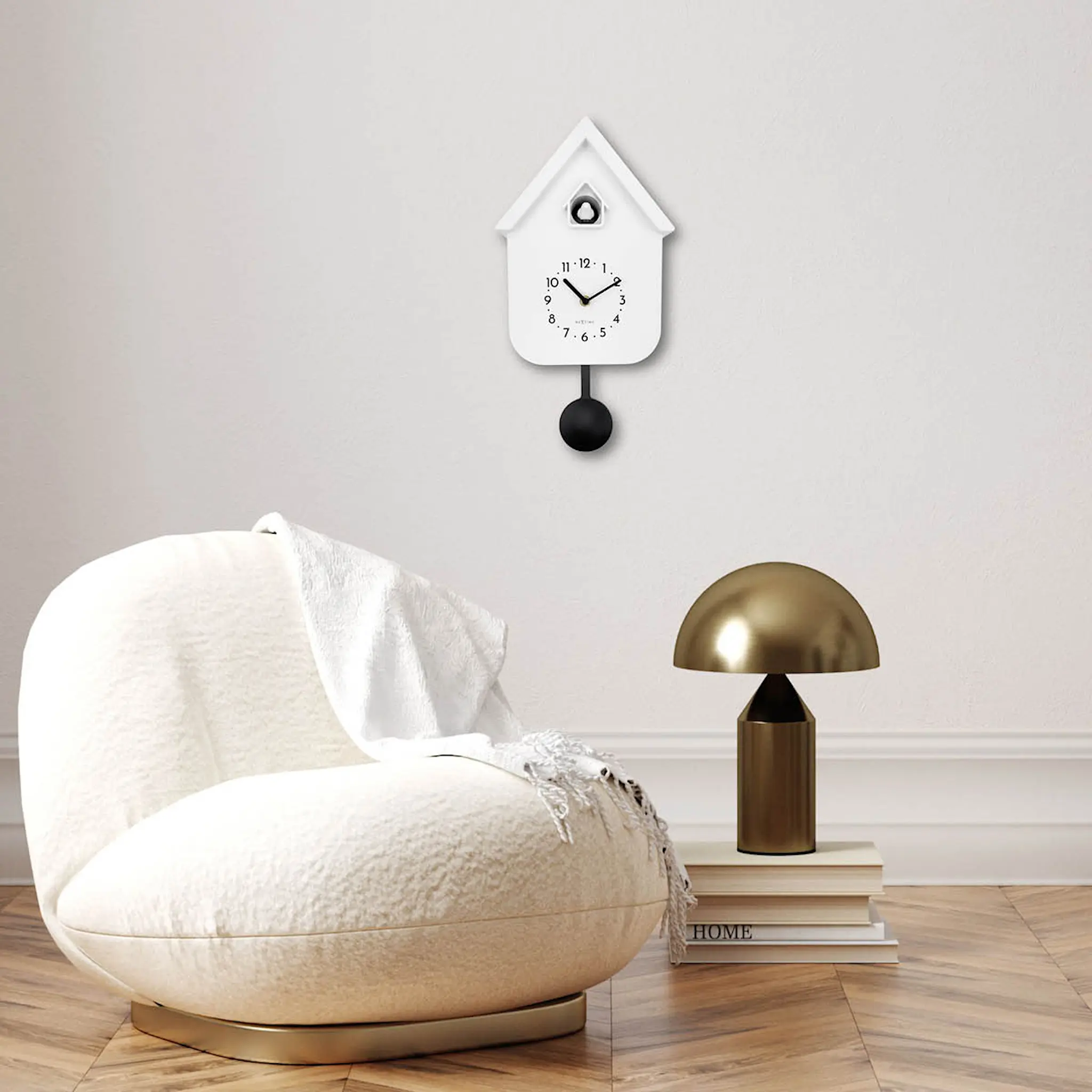 NeXtime Twitter veggklokke 21,5x41,5 cm hvit