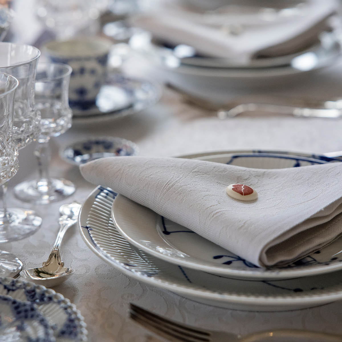 Ekelund Medaljong servett 35x35 cm ljusgrå