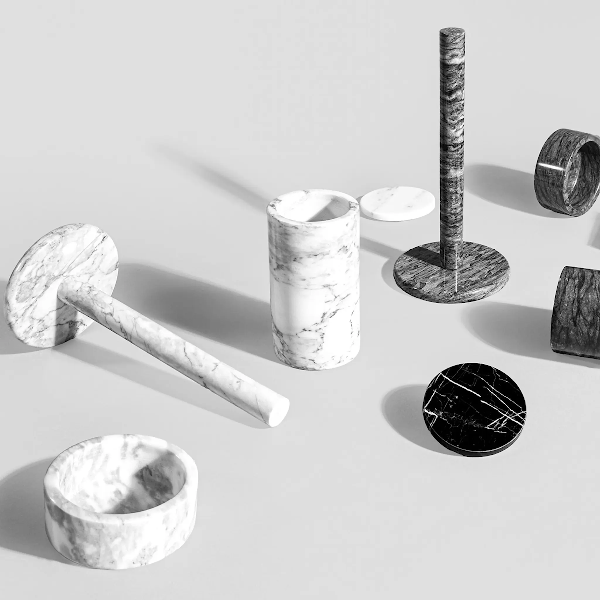 Stiernholm Marmor glasunderlägg rund 10 cm 4-pack vit