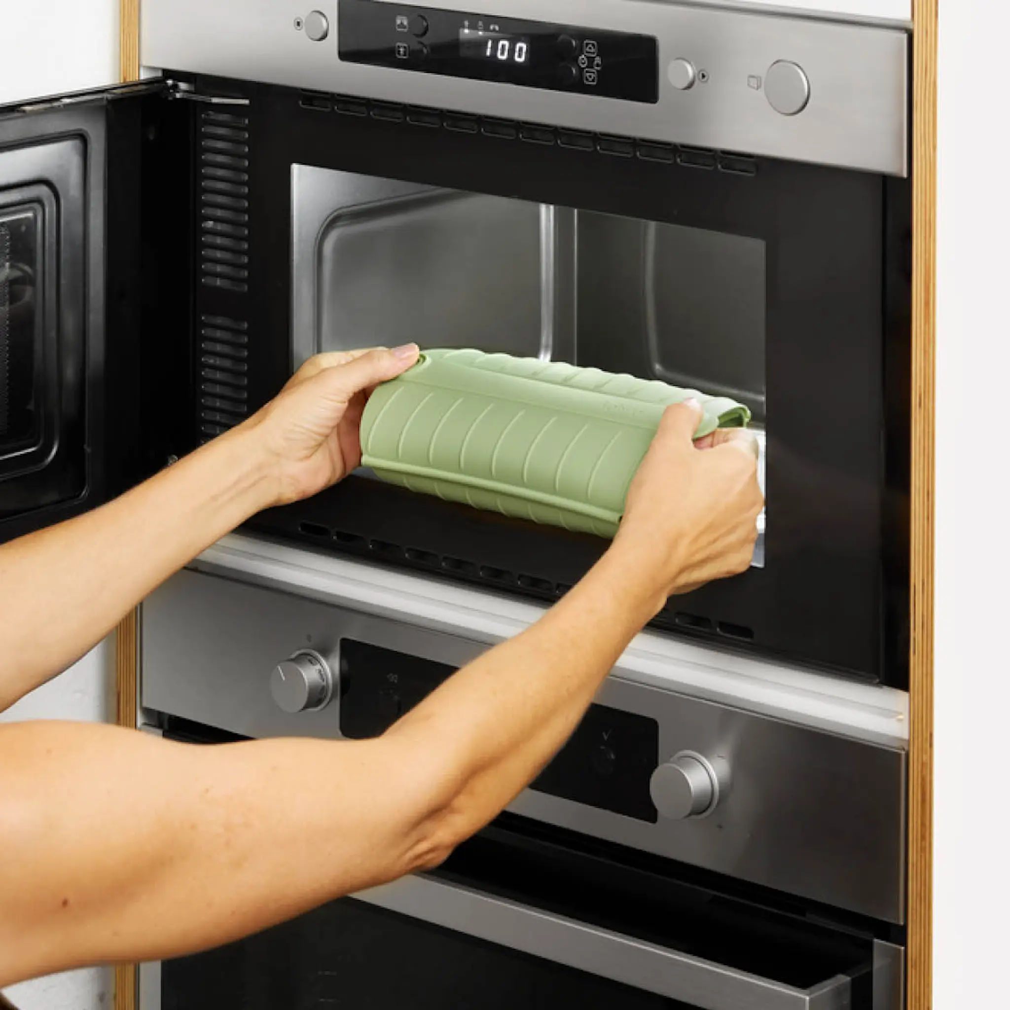 Lékué Ångkokare med bricka för mikrovågsugn 2 port. grön