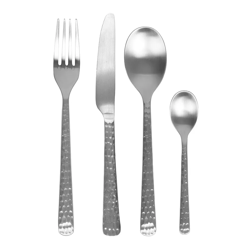 Hune bestikksett 16 deler rustfri hamret