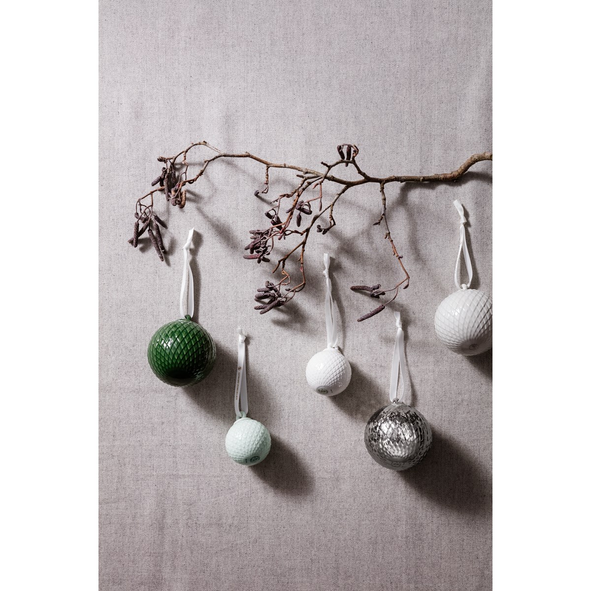 Lyngby Porcelæn Rhombe Dekorationskula 5 cm 2-pack Soft Green