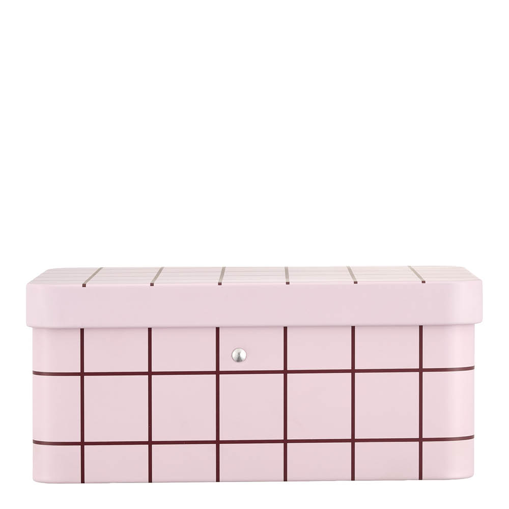 Muurla Checks & Stripes teboks med rom 18x13 cm rosa/brun
