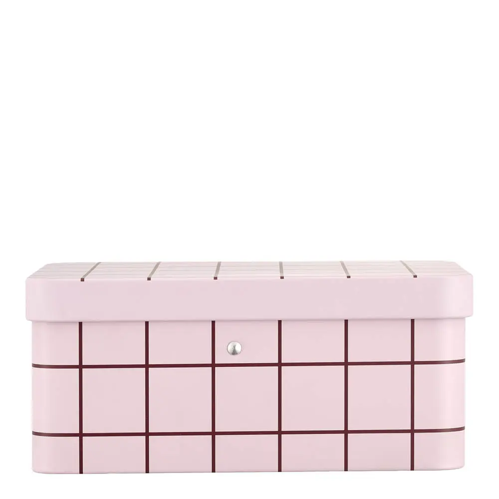 Checks & Stripes teboks med rom 18x13 cm rosa/brun