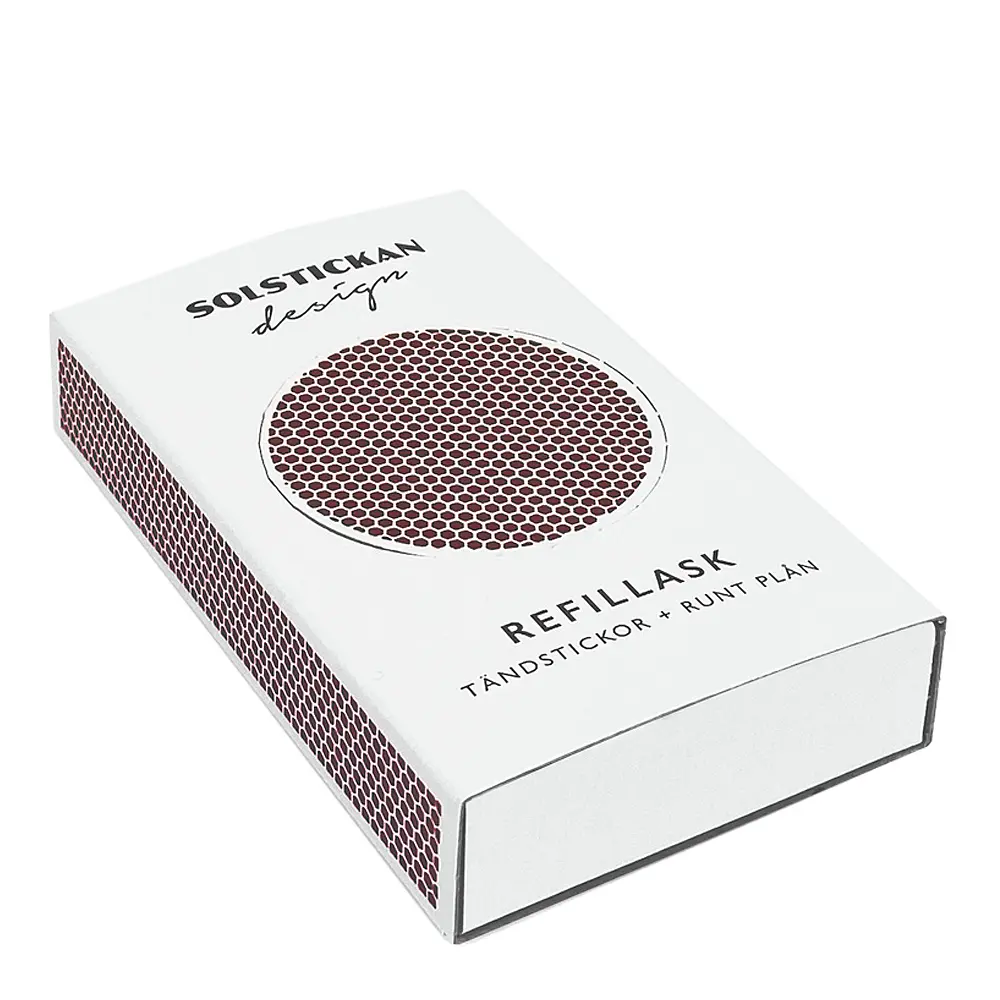 Täyttöpakkaus tulitikkupurkkiin Valkoinen