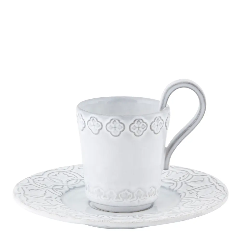 Rua Nova kaffekopp med fat 15 cl antikkhvit