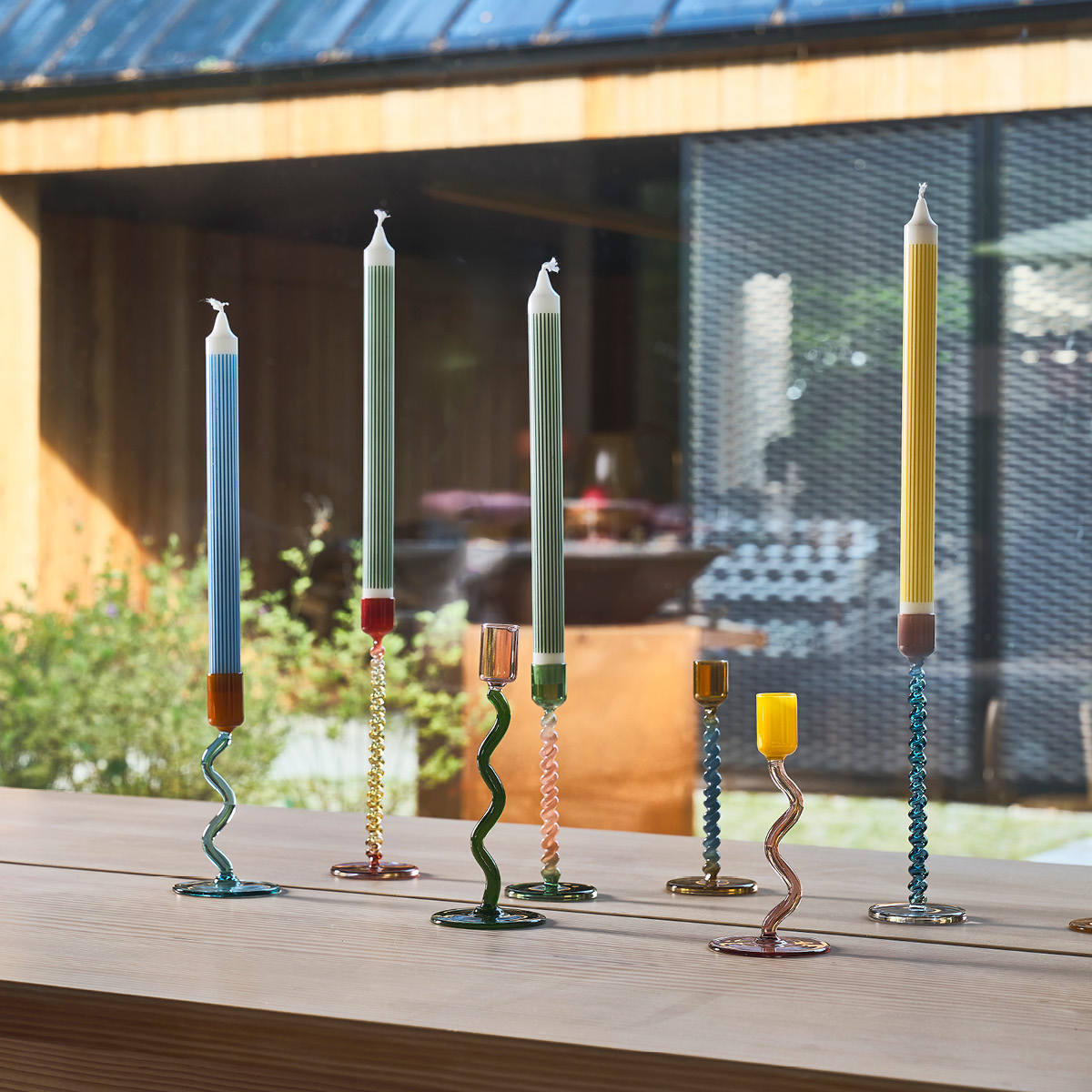 Villa Collection Styles Ljusstake Glas 19,6 cm Grön/Rosa