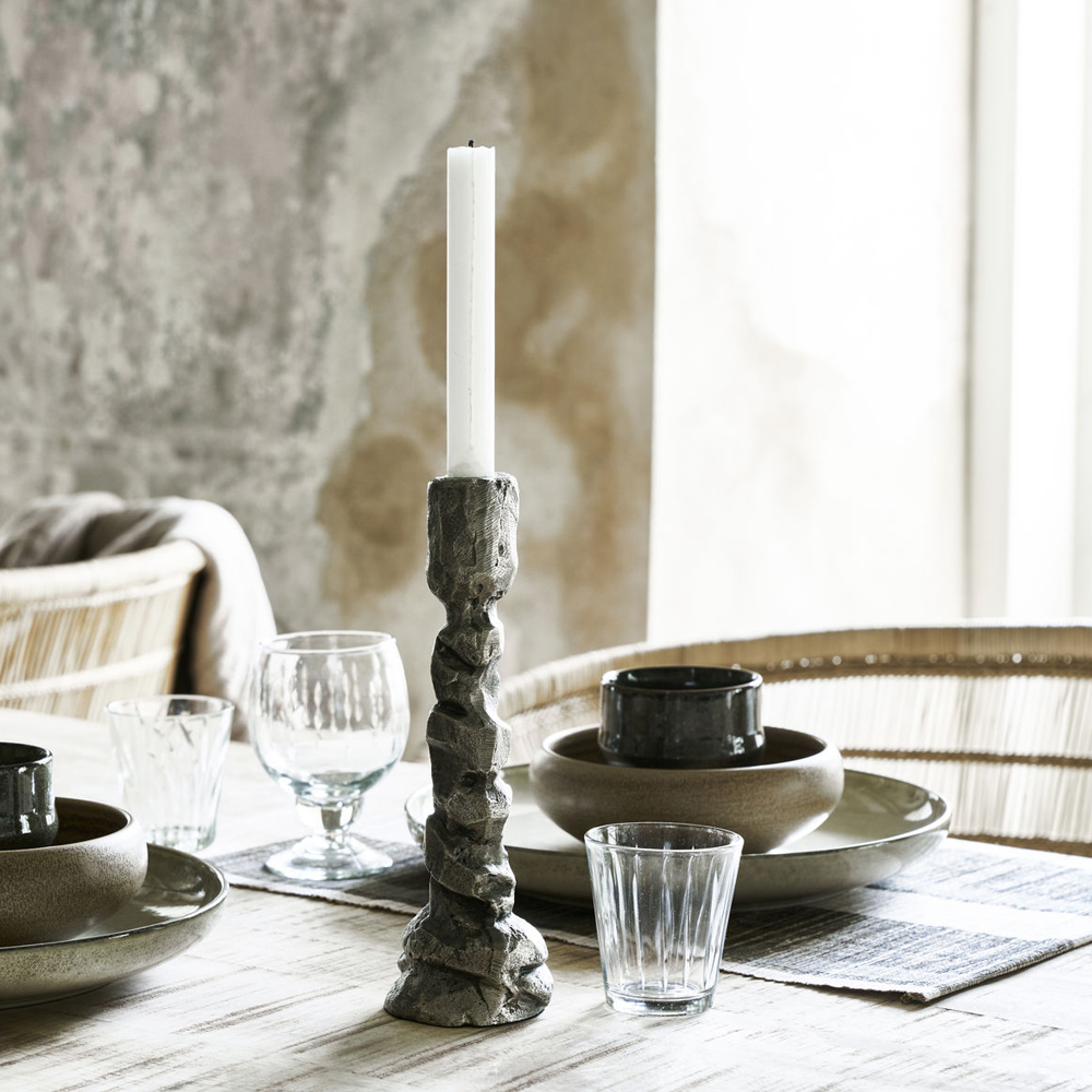 House Doctor Raku Kynttilänjalka 25 cm Antiikinhopea