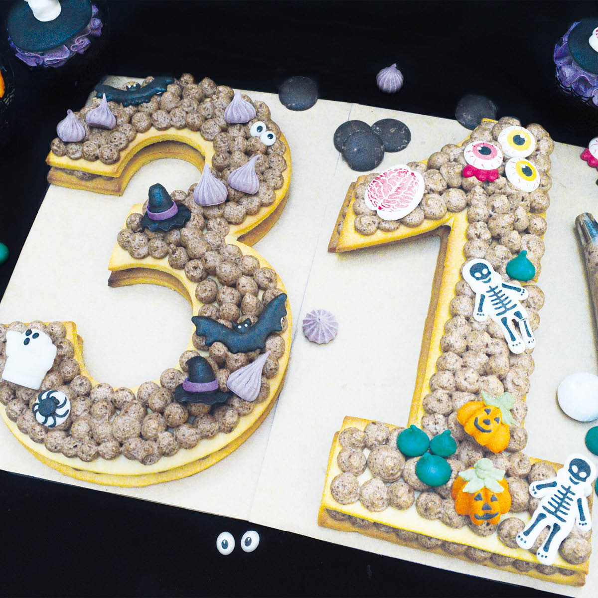 ScrapCooking Halloween spiselig kakepynt 8 stk svart/rød/hvit