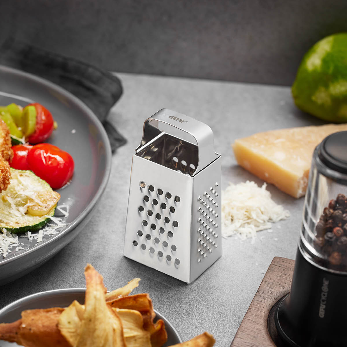 Gefu Cubi mini rivjärn 4 cm borstat stål