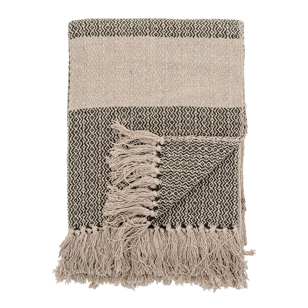 Bloomingville Fidan pläd 160x130 cm grön