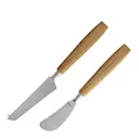 Träskaft knivset ost- och smörkniv 2-pack ek
