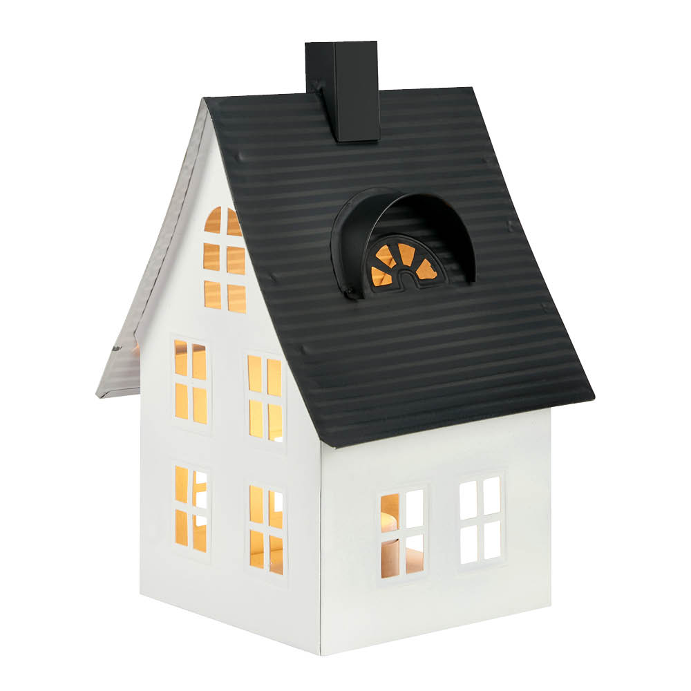 Markslöjd Luton lyshus 1 lys 23 cm hvit/svart