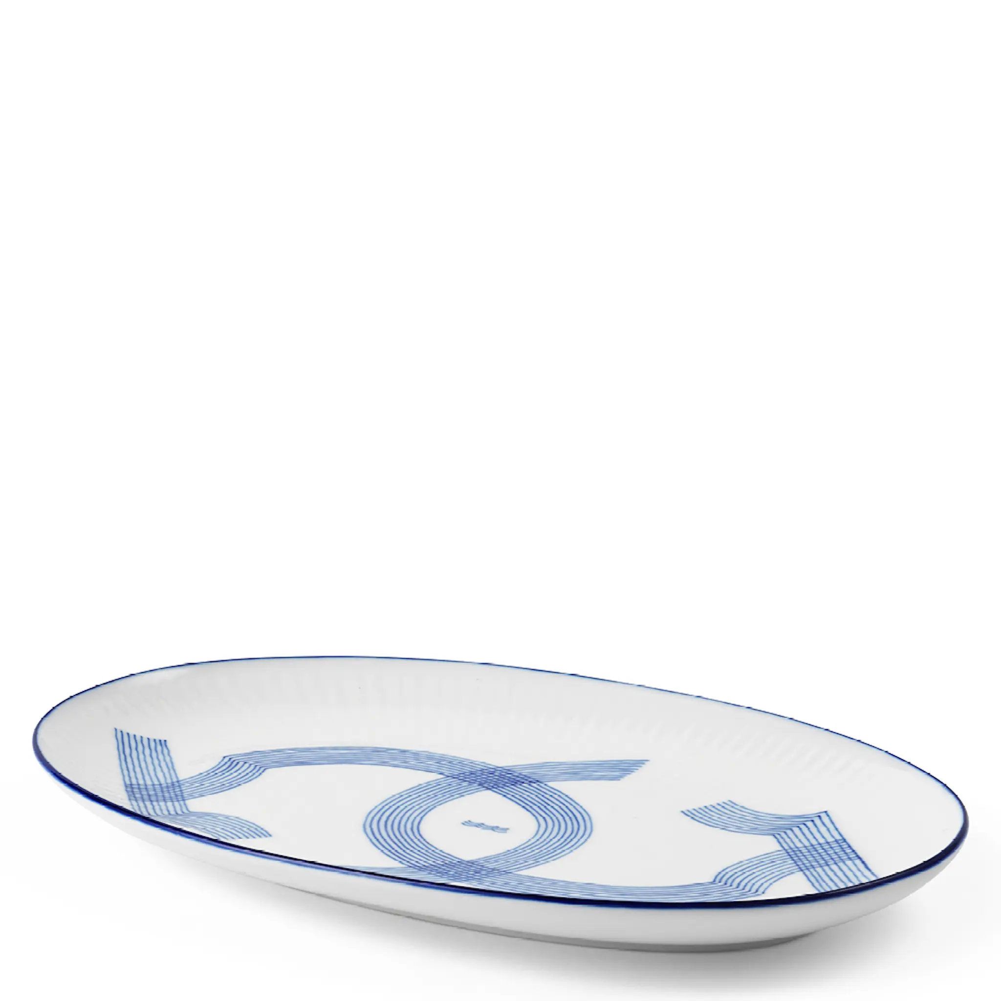 Royal Copenhagen Motif oval tallrik 23,5 cm blå/vit