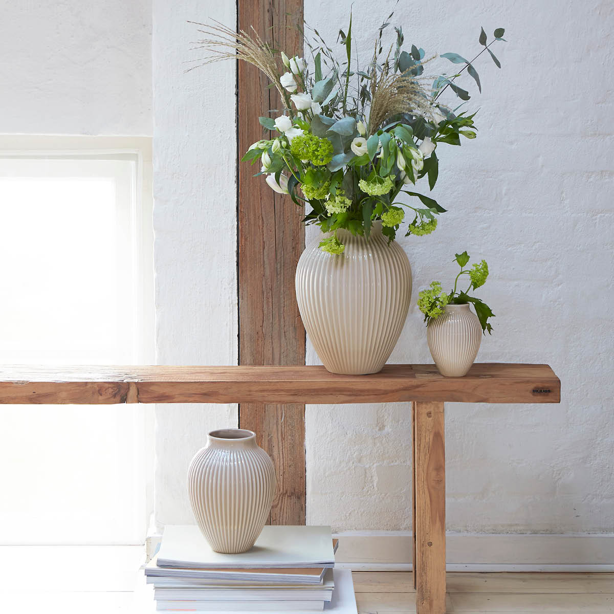 Knabstrup Keramik Ripple Vas 12,5 cm Sand