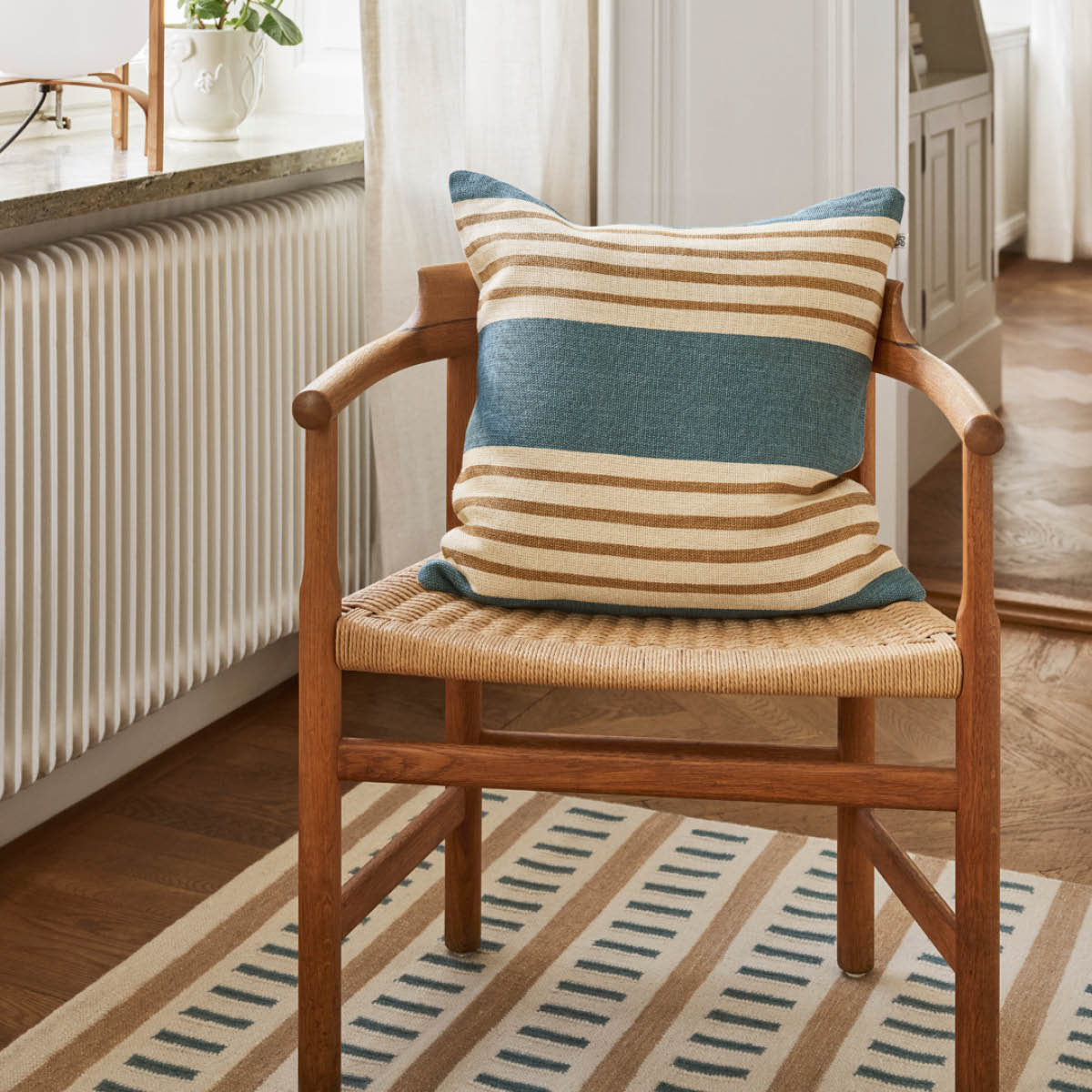 Chhatwal & Jonsson Aria putetrekk lin 50x50 cm Heaven Blue/Khaki