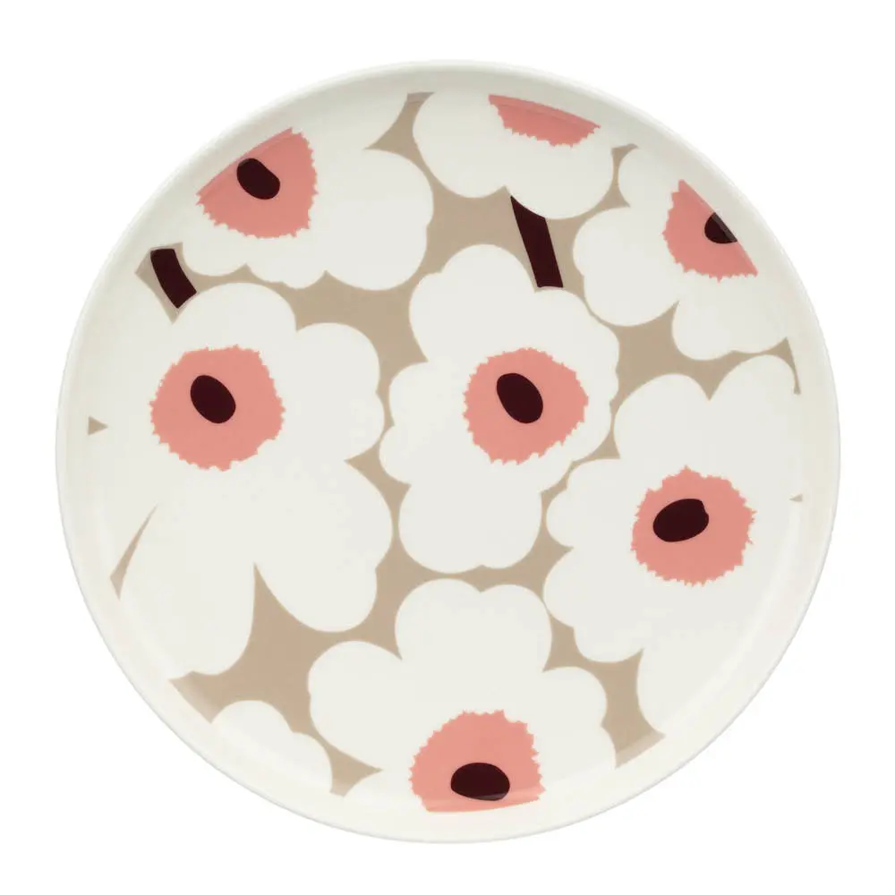 Oiva Unikko tallerken 25 cm hvit/vinrød