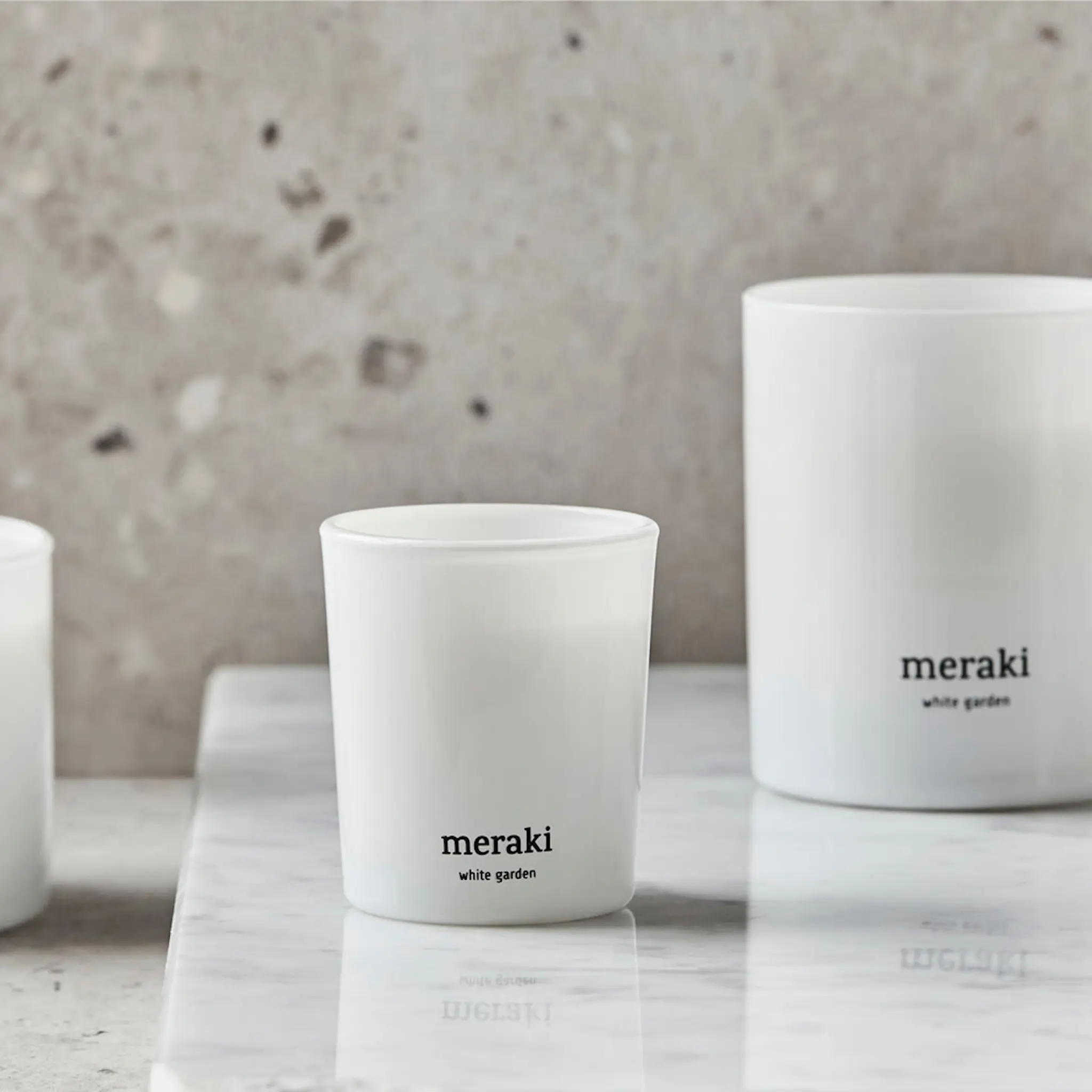 Meraki Doftljus white garden 7x6 cm vit