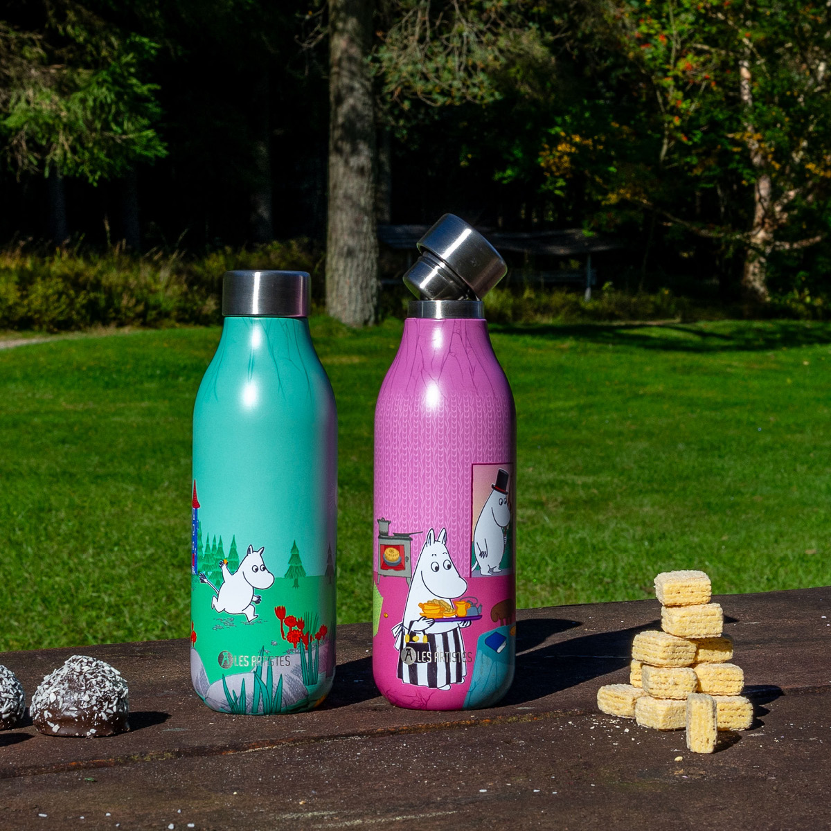 Les Artistes Bottle Up Moomin Termospullo 0,5 L Run green