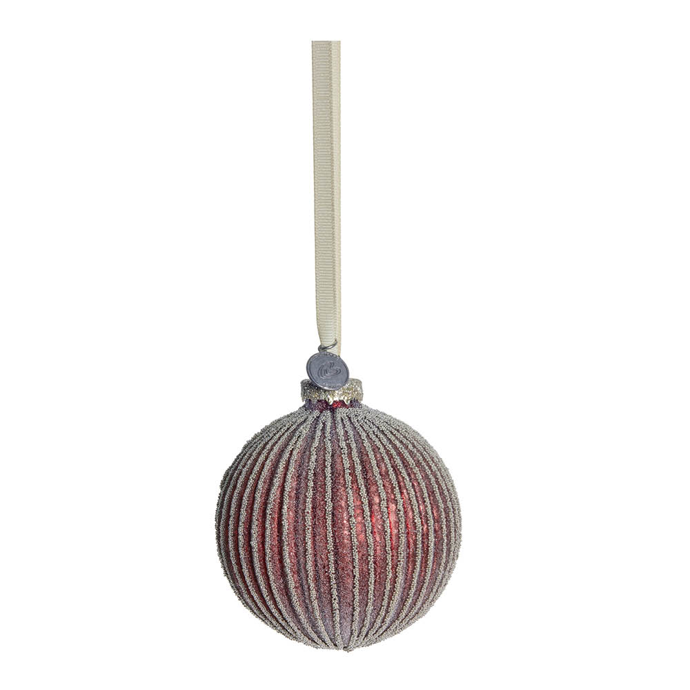 Lene Bjerre Norille julkula 8 cm mörkröd ribbad