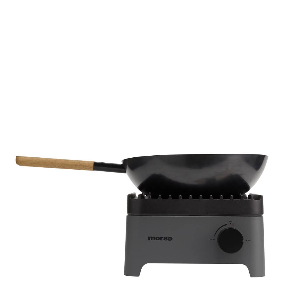 Morsö Vulcano Wokkipannu 36 cm Wok Burner :ille Hiiliteräs/Tammi