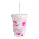 Mumin mugg med sugrör 45 cl blomsterhjärta