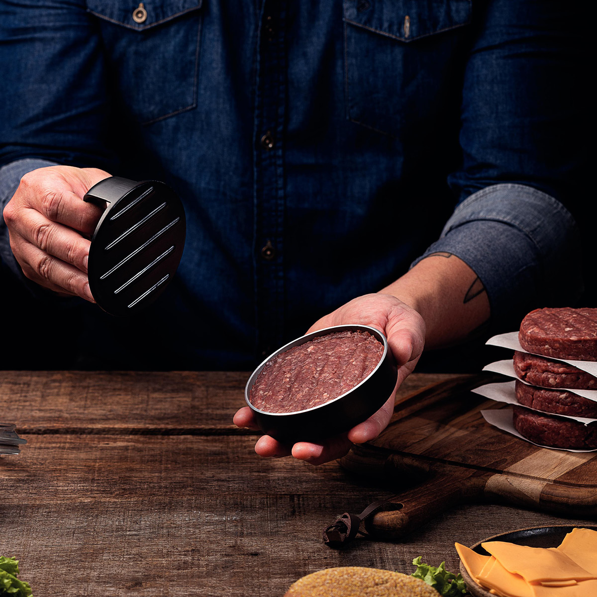 Tramontina BBQ by Hellstrøm hamburgerpress 10,5 cm svart