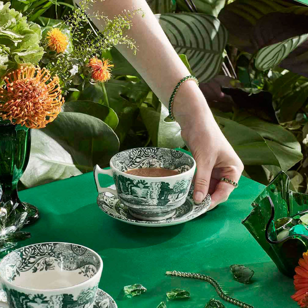 Spode Heritage Green Italian frokostkopp med skål 28 cl