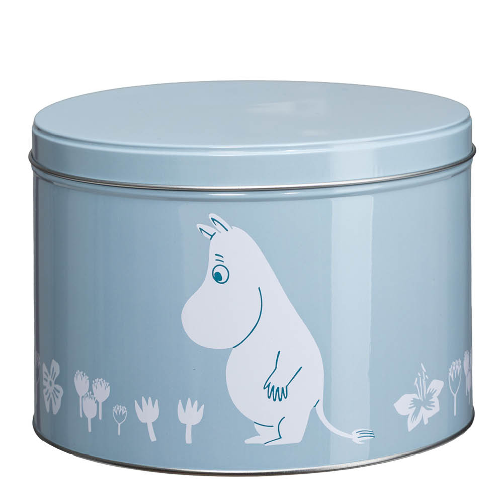 Martinex Mumin stapelbar plåtburk 1,5 L Mumintrollet blå