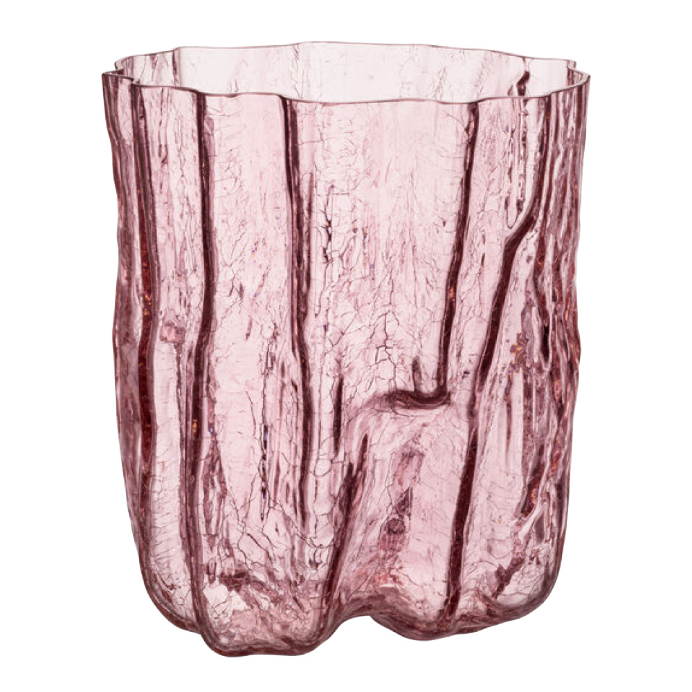 Kosta Boda - Crackle Maljakko 27 cm Vaaleanpunainen