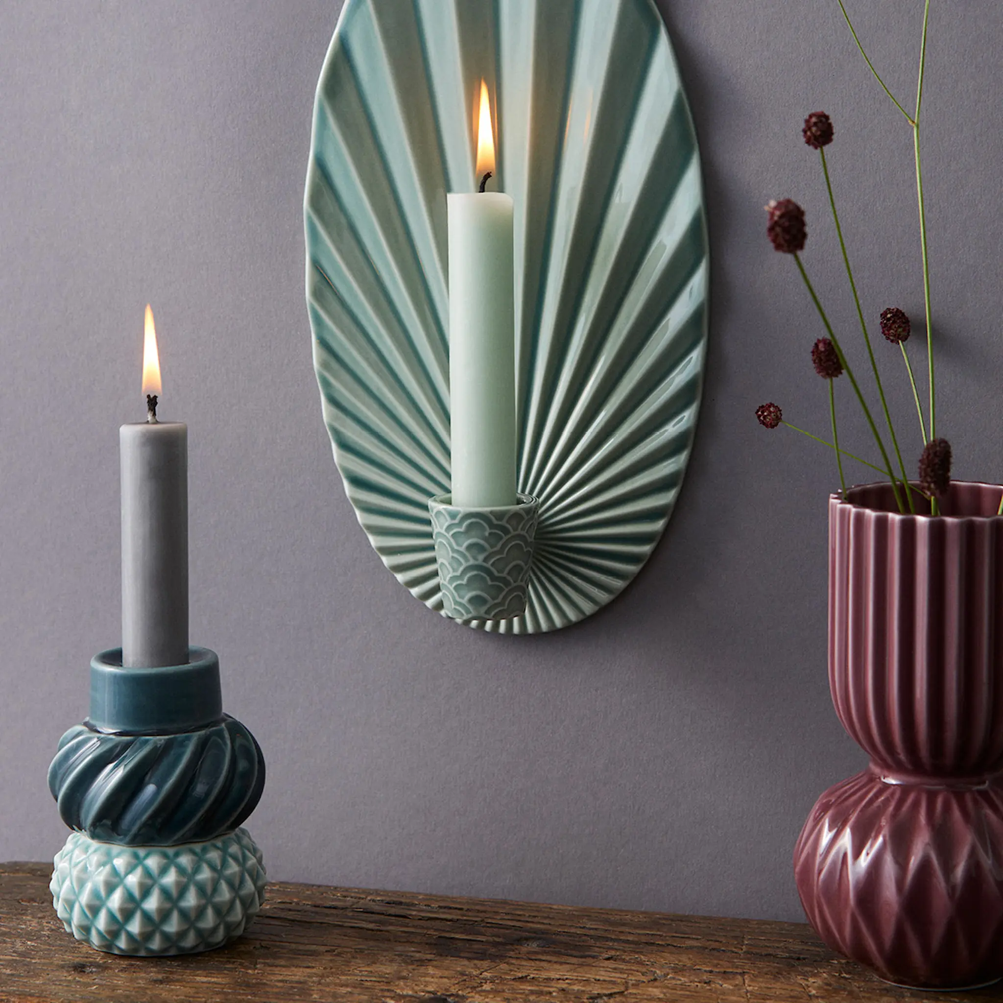 Dottir Samsurium ljusstake set 2 delar petrol/peacock