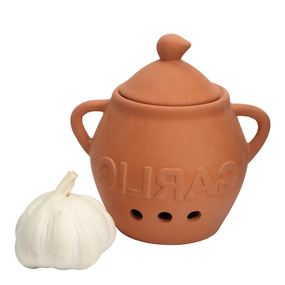 Terracotta hvitløkskrukke 13 cm