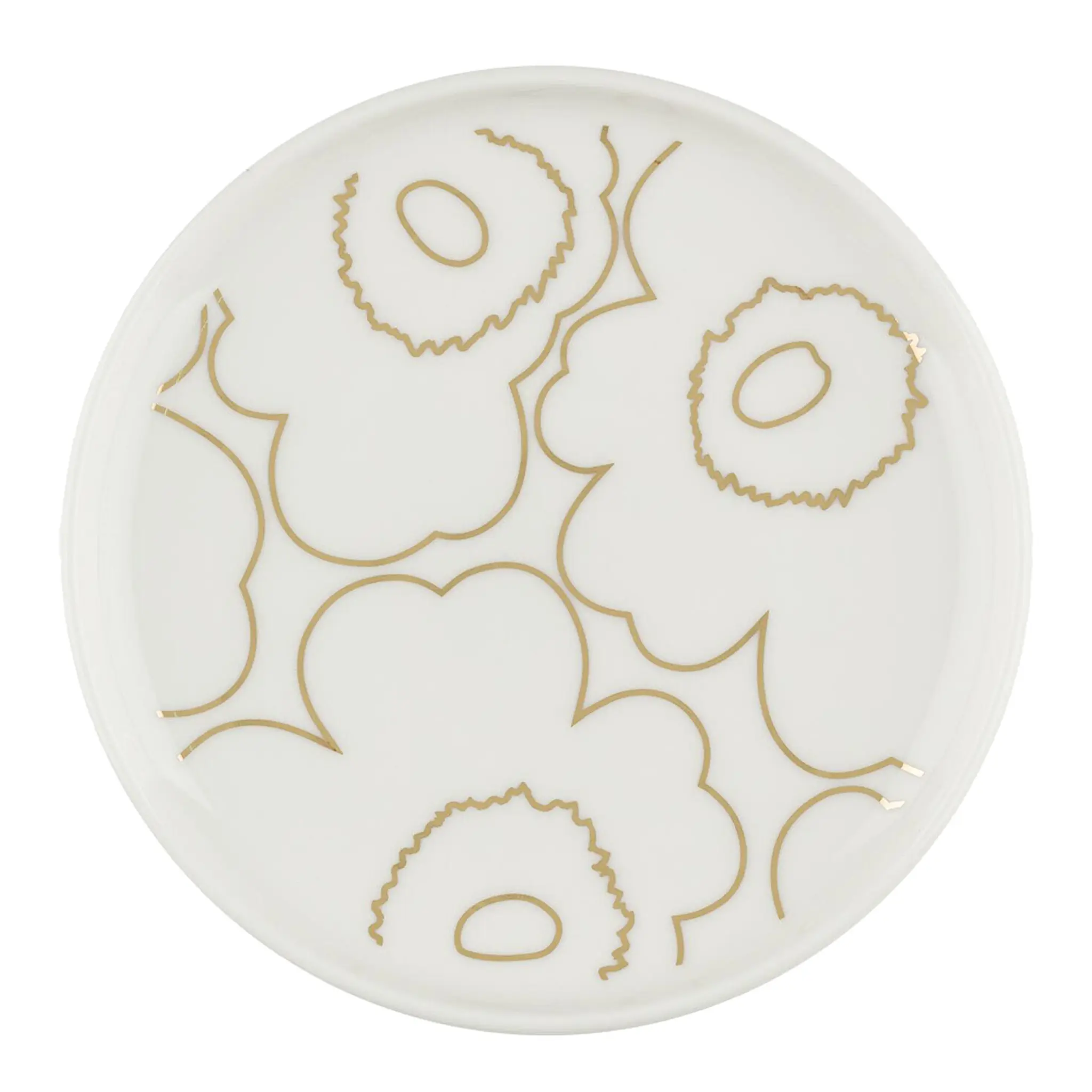 Marimekko Oiva Piirto Unikko tallrik 13,5 cm vit/guld