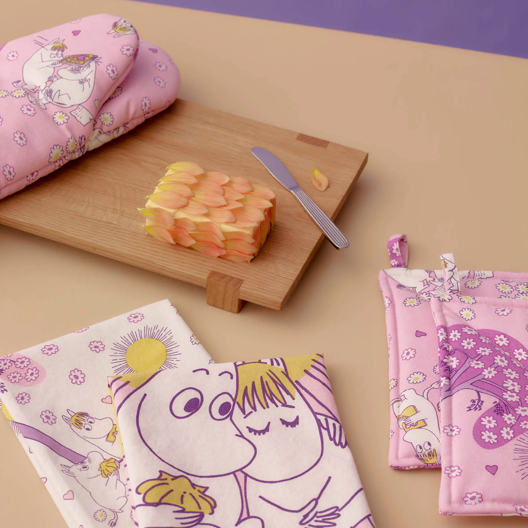 Moomin Arabia Mumin grytlapp 22x22 cm 2-pack Förälskade rosa