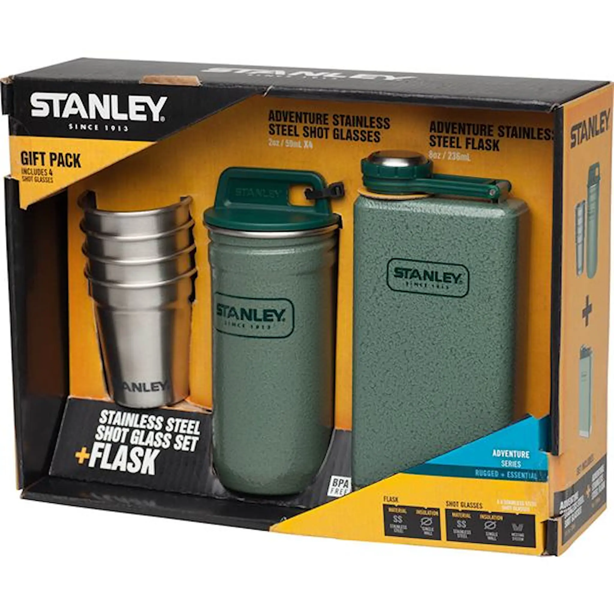 Stanley Tursett Adventure Gåvoset Flaska + Shotglas Grön