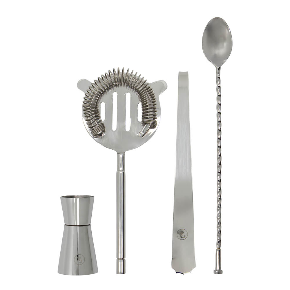 House Doctor Kett baaritarvikesetti 4 osaa hopeaviimeistely