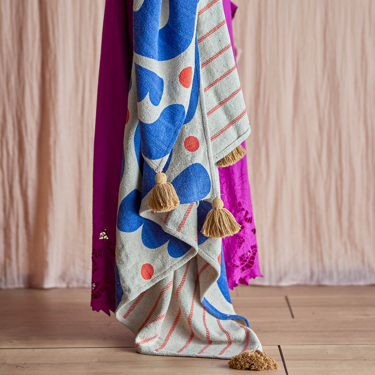 Bloomingville Pledd Eviaya 160x130 cm blå