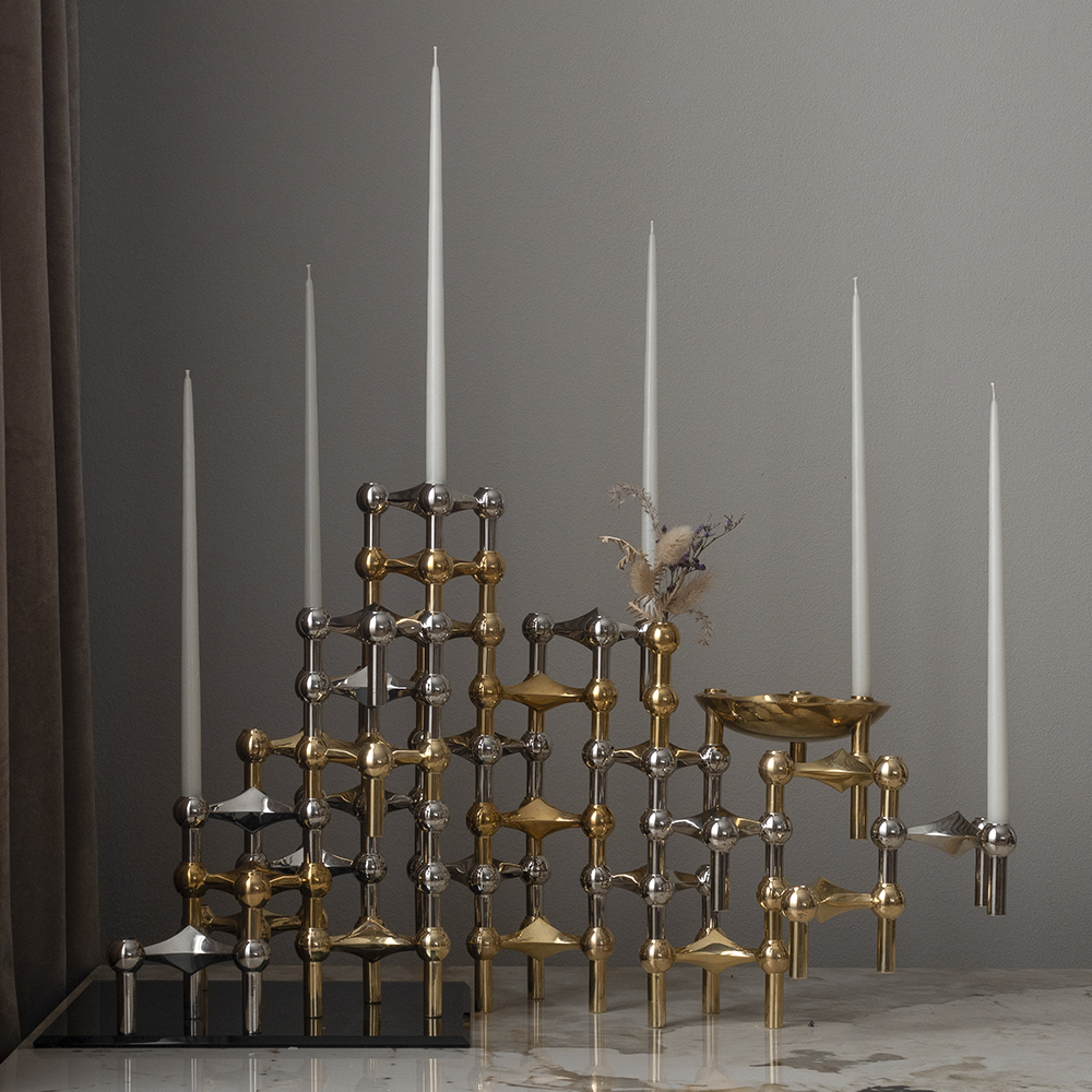 Stoff Nagel Lysestake 11,2x6,5 cm messing